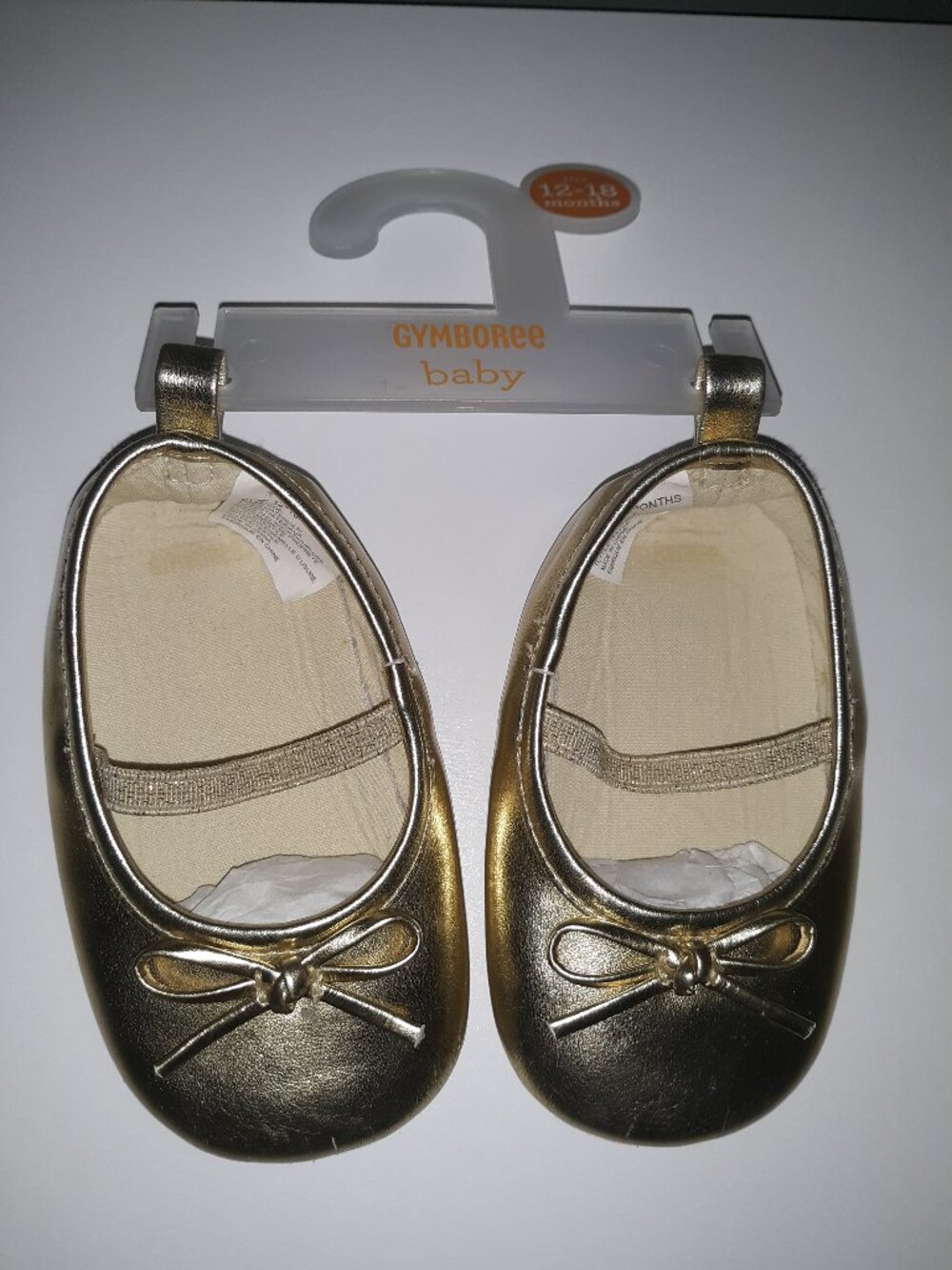 NWOT Gymboree Baby Gold Metallic Bow Ballet Flats Size 12-18 Months (Size 5)